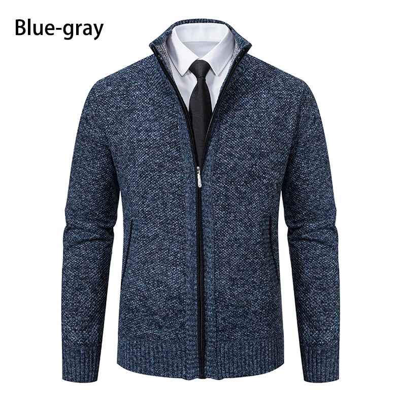 Stand Collar Fleece Zip Cardigan