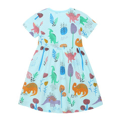 Dinosaur Print Cotton Girls Dress