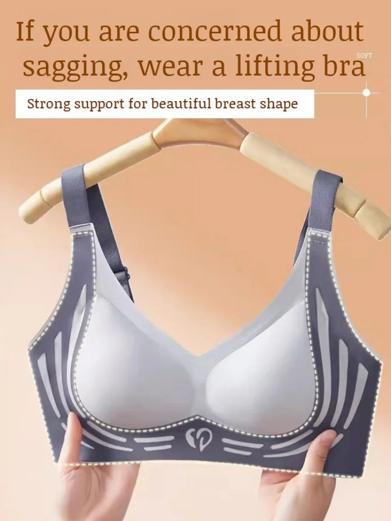 Women's Sports Bra AntiSagging Adjustable Small Breasts Love Heart Color Collision  Seamless High Elasticity Lift Shapewear