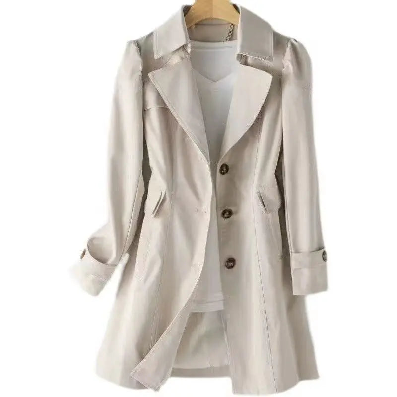 Slim Double Breasted Long Trench