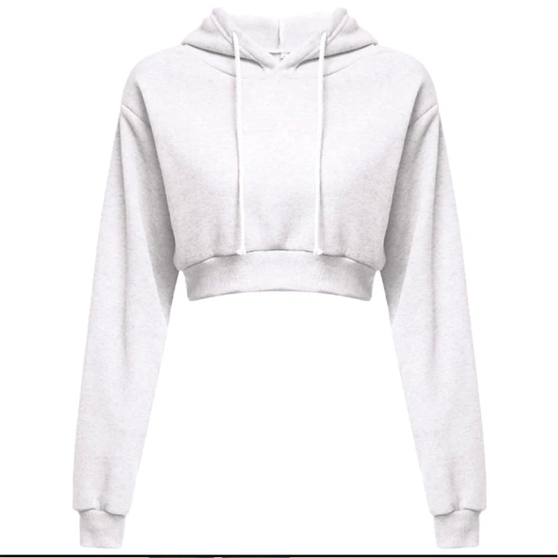 Cropped Hooded Pullover Sweatshirt Women