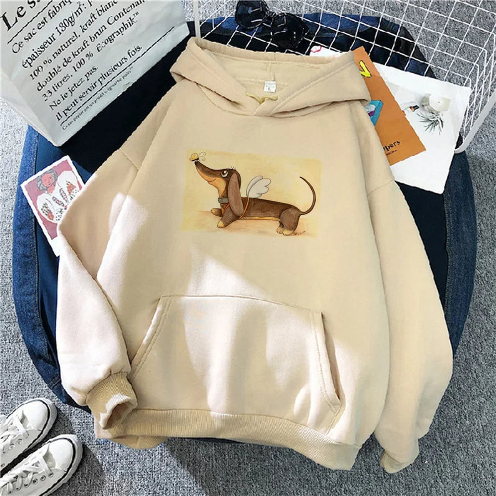 Cute Dachshund Graphic Slim Hoodie