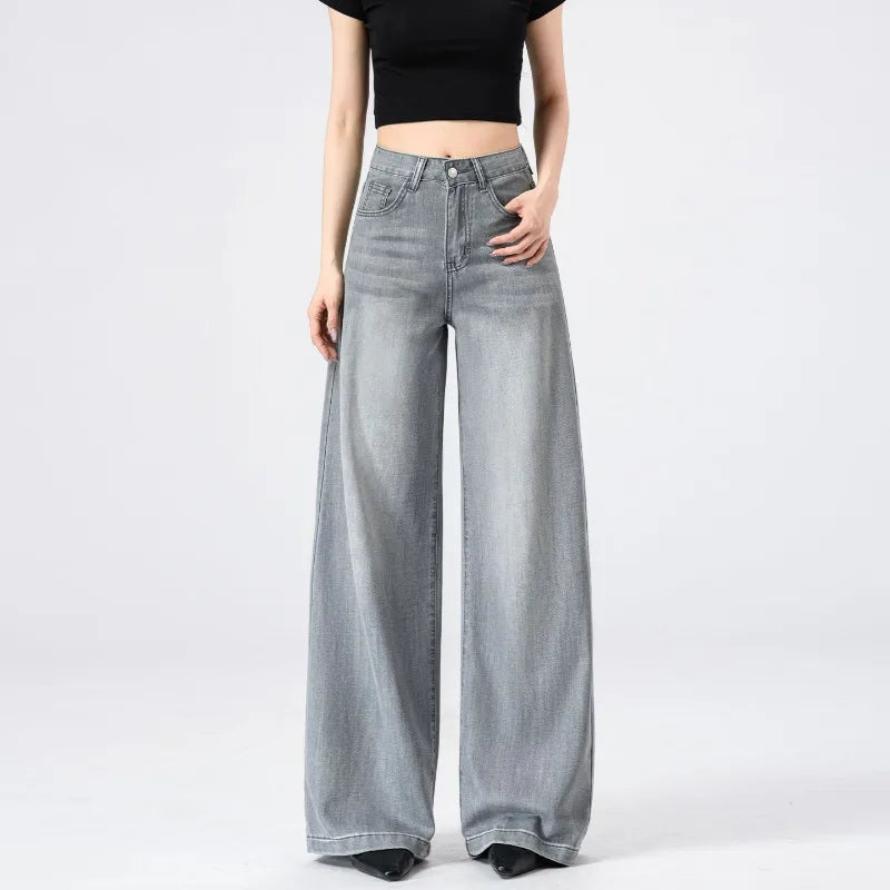 Women's Lightweight Wide Leg Straight-Leg Jeans Stylish and Comfortable Denim Pants for Effortless Fashion Summer Thin Trousers