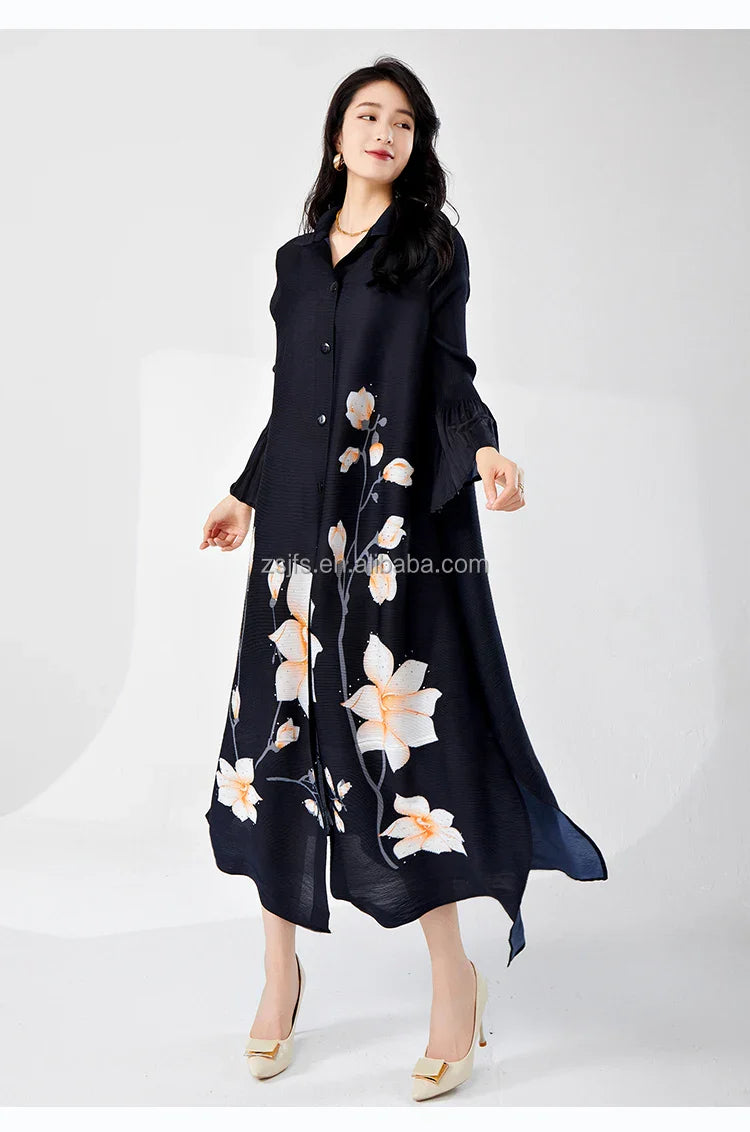 Elegant Pleated Loose Maxi Dress