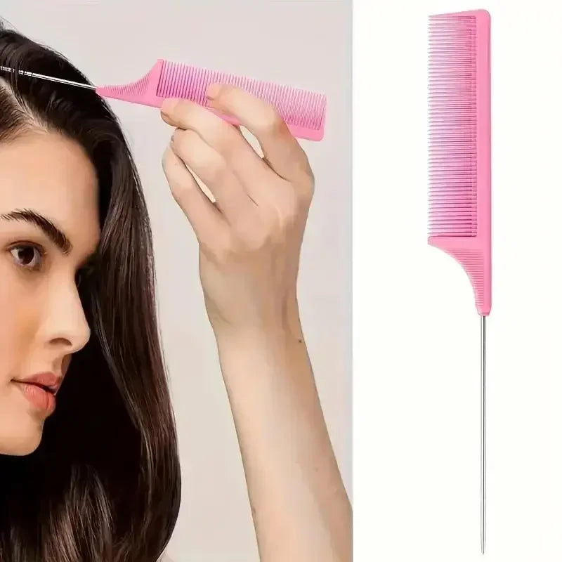 5Pcs Hair Care Styling Kit All-in-One with Spray Comb, Scalp Massage Brush, Rat Tail Comb & Edge Brushes for Home Salon Use