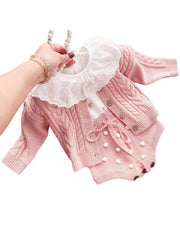 Striped Knit Baby Girl Romper