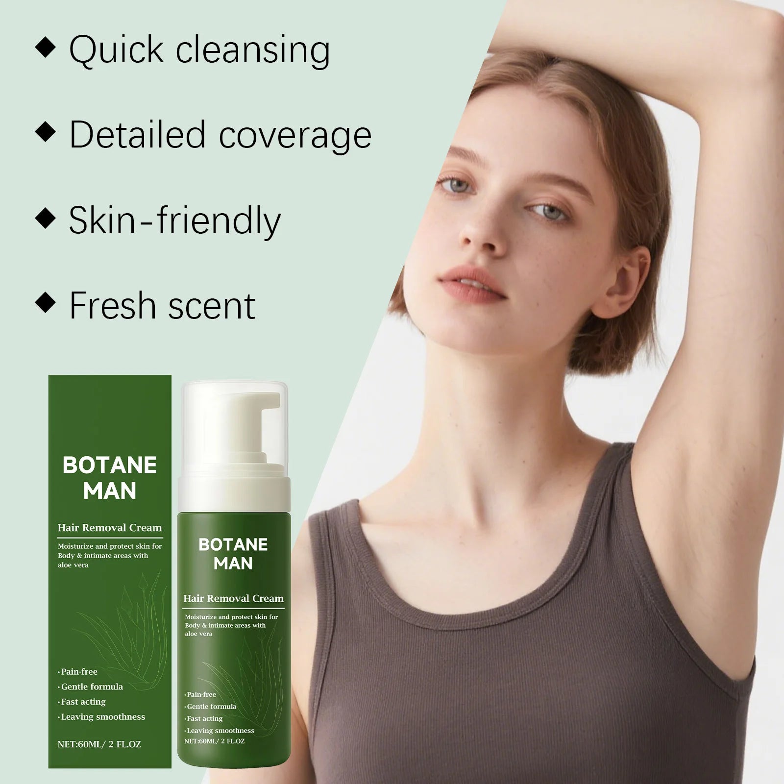 Man Hair Removal Cream Moisturizing Removing Hair & Smoothing Skin Pain-Free Long-Lasting Protection Gentle Hair Removal Mousse