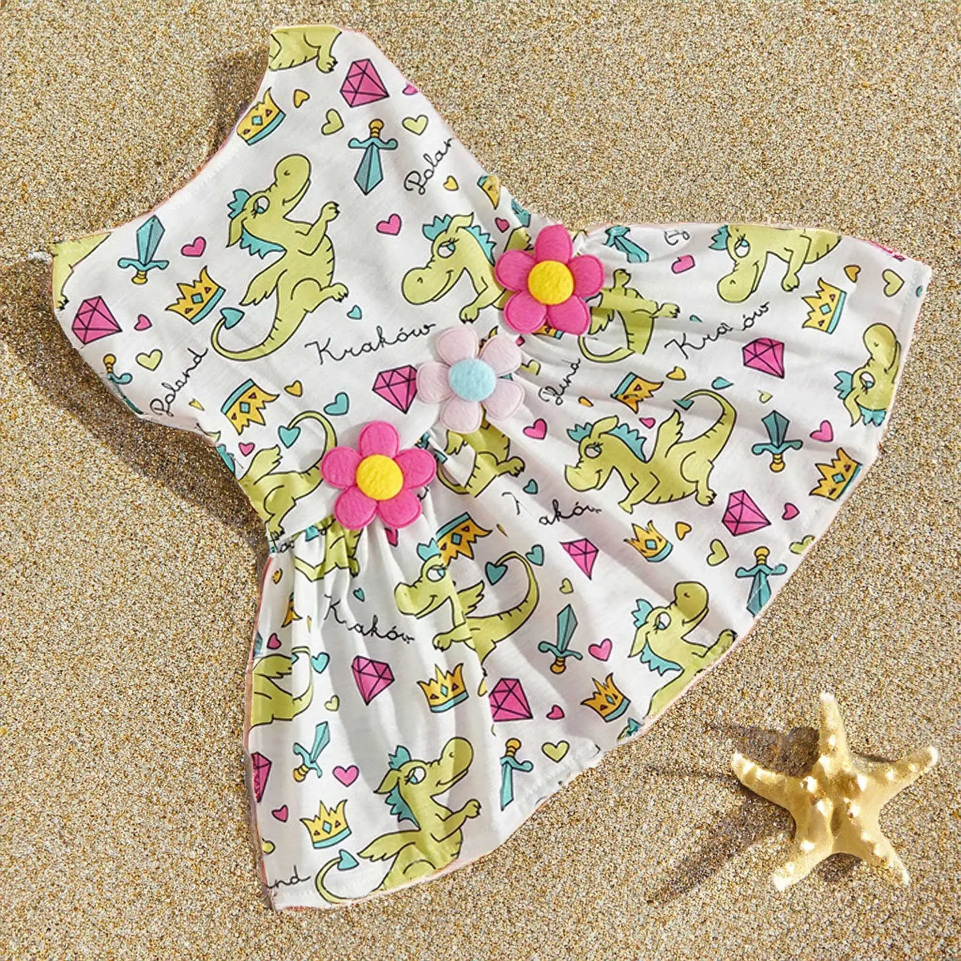 Adorable Printed Puppy Summer Dress