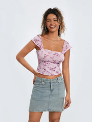 Floral Crop Street Top