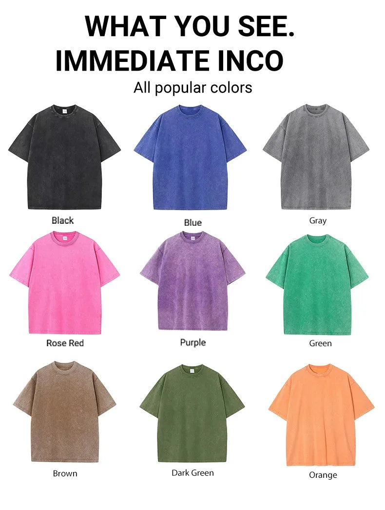 Men's Women Washed Vintage T-Shirts Street Hip Hop Retro Punk T Shirt Harajuku Casual Cotton Short Sleeve Couple TShirts Tees