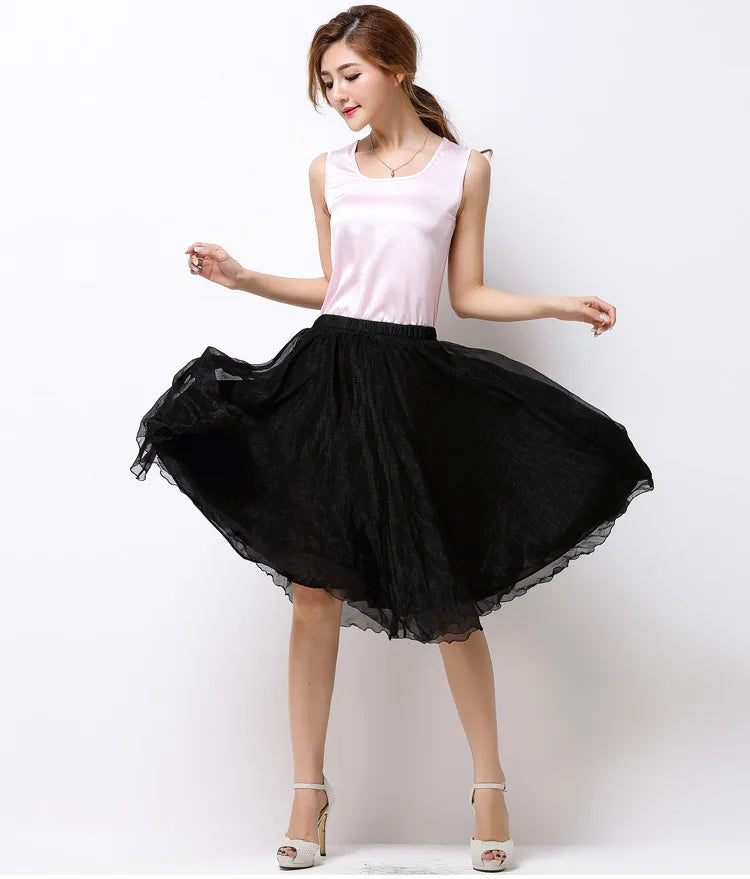 Silk Pleated High Waist Midi