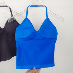 Women's Sexy Sports Bra - Open Back Design, Breathable Stretchy Fabric for Yoga - Elegant Solid Color All-Season Activewear