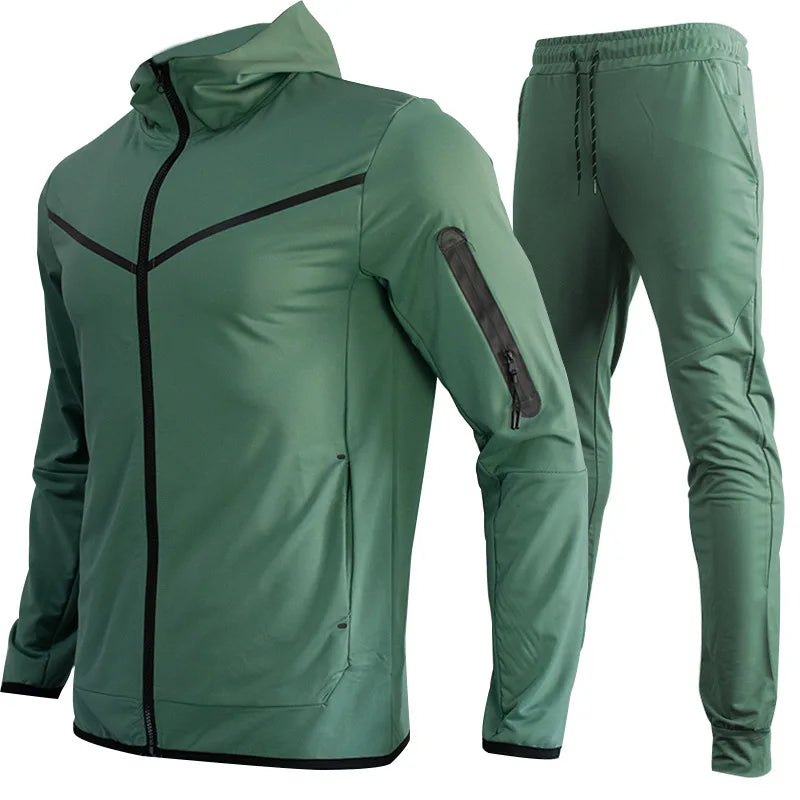 Luxury Brand Men Tracksuits 2-piece Set Black Sports Suit Tracksuits Jogging Men's Clothing Sweatpants Zip Sweatshirts Techwear