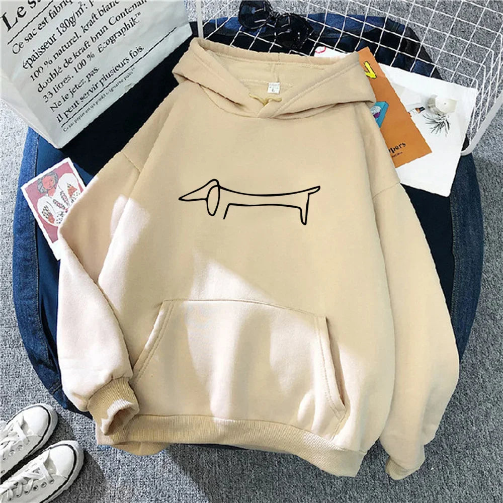 Cute Dachshund Graphic Slim Hoodie