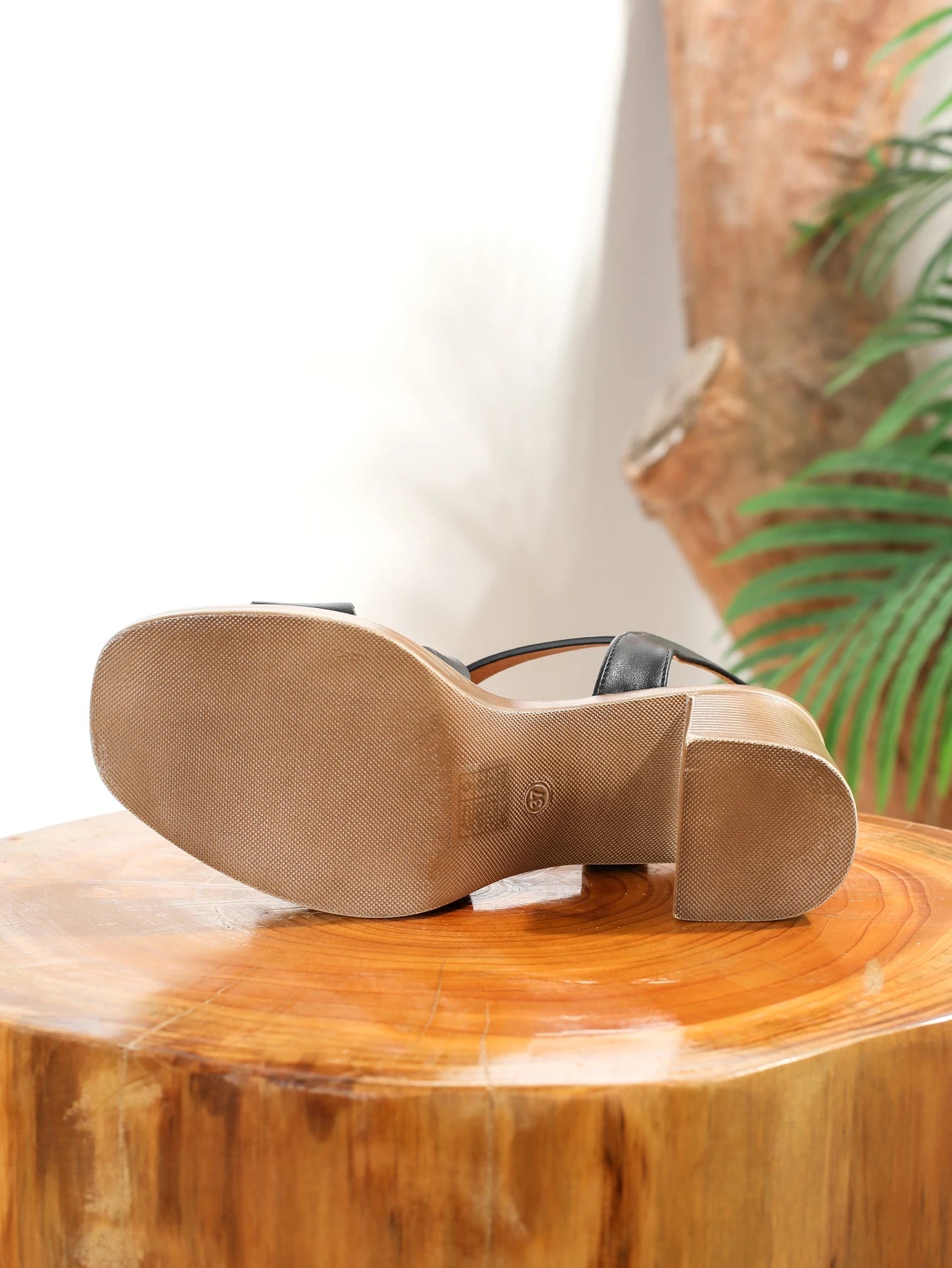 Women Cross Toe Square Heel Sandals