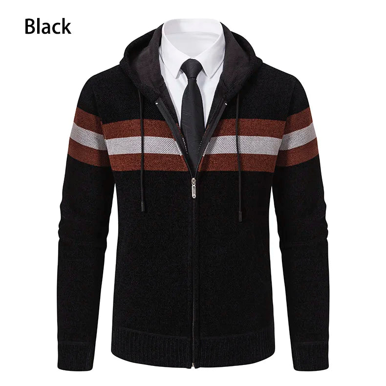 Hooded Knit Sweater Coat with Fleece Lining