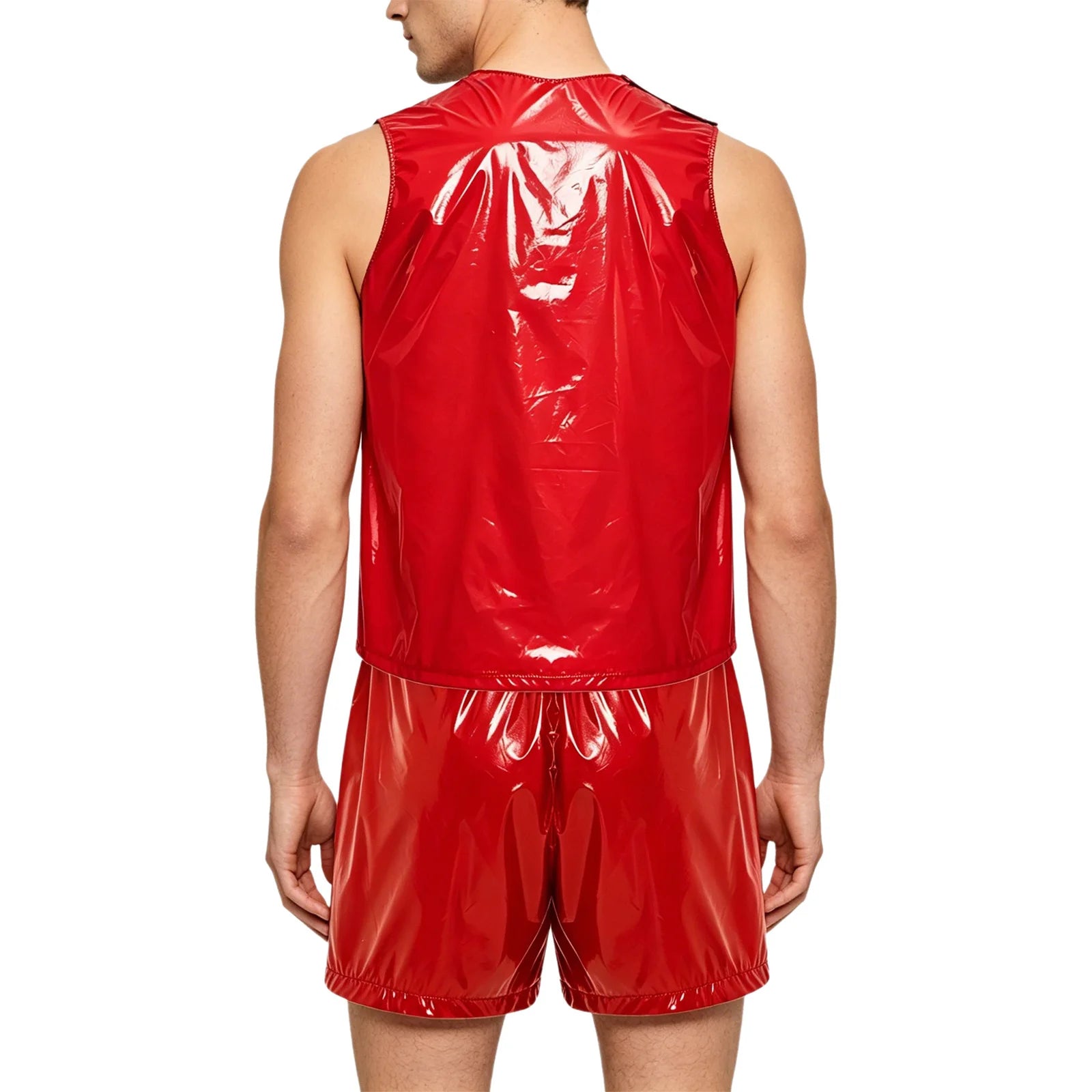 Mens Special Needs Waterproof Sweat Tracksuit Tank Tops And Sides Buttons Boxer Shorts Two Pieces Outfit Adaptive Clothing