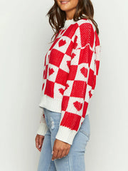Checker Heart Knit Pullover