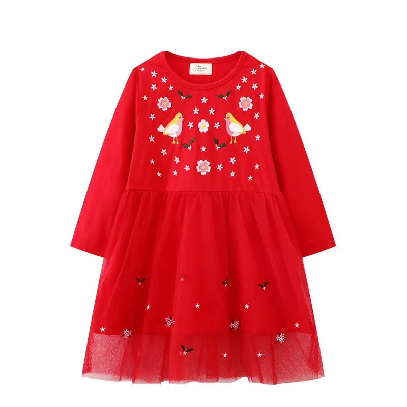 Princess Floral Embroidered Girls Dress