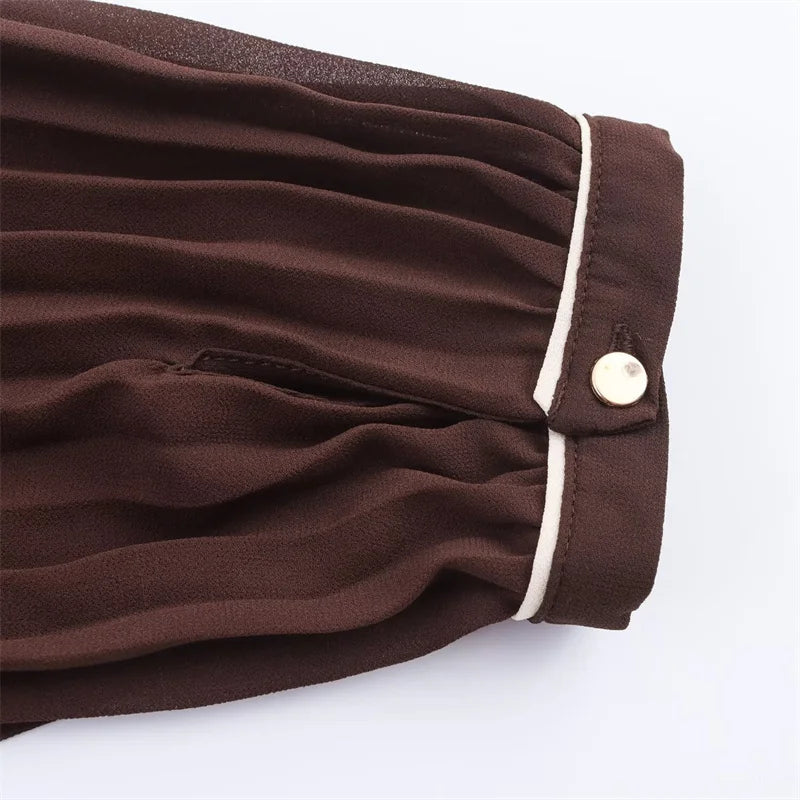 Elegant Pleated Belted Midi Dress