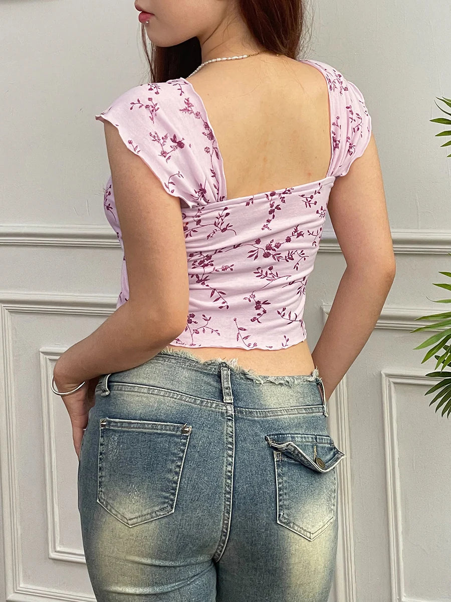Floral Crop Street Top