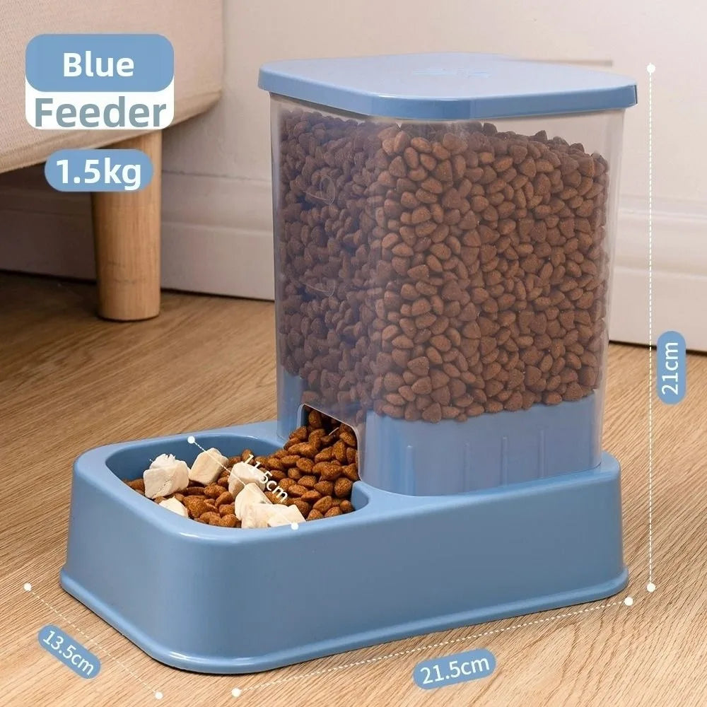1.2L/1.5L Pet Automatic Feeder Plastic Large Capacity Cat Dog Water Dispenser Feeder Set 3 Colors 2 Styles