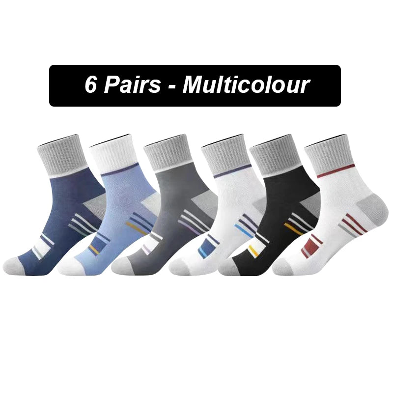 Men’s Breathable Cotton Crew Socks – 6-Pair Set