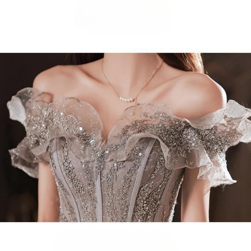 One Shoulder Fairy Style Evening Dress