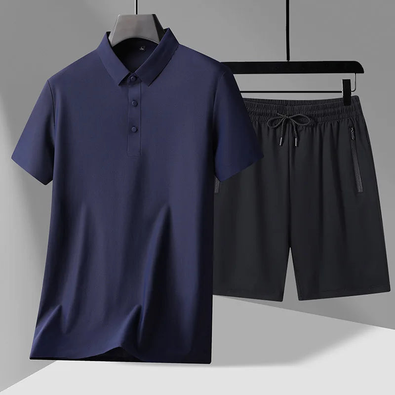 polo Shirts + shorts 2024 summer new style fashion Sportswear Men's Casual Sets Male Fashion shirts and shorts full size M-4XL