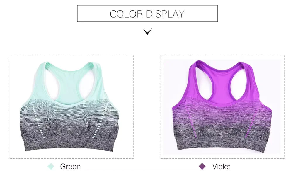 Sports Bra High Stretch Breathable Tops Fitness Women Padded for Running Yoga Gym Crop Bra Gradient Sports Bra for Workout Tops