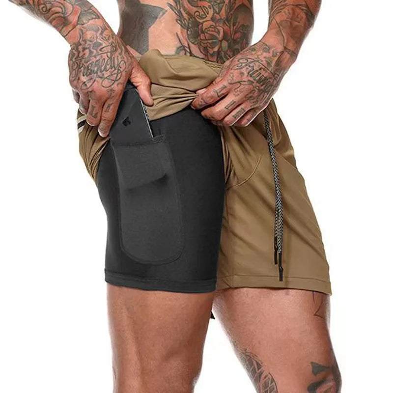 Camo Running Shorts Men Gym Sports Shorts 2 In 1 Quick Dry Workout Training Gym Fitness Jogging Short Pants Summer Men Shorts