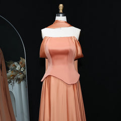 Brown Off Shoulder Chiffon Evening Gown