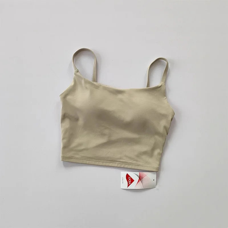 Small Sling Vest Integrated Fixed Gathering Sports Underwear Women's Bra Beauty Back Training Fitness Bra Summer Clothing