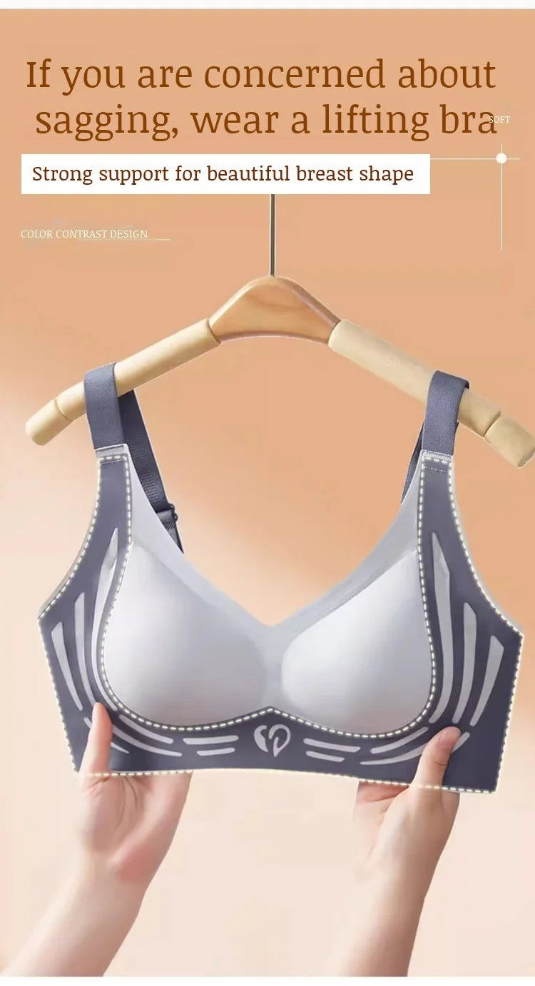 Women's Sports Bra AntiSagging Adjustable Small Breasts Love Heart Color Collision  Seamless High Elasticity Lift Shapewear