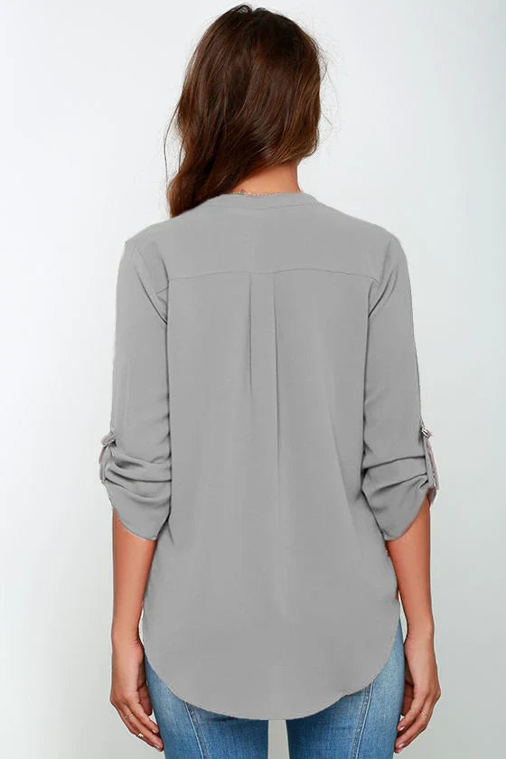 Elegant V Neck Chiffon Blouse