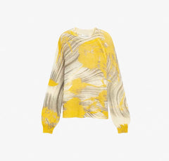 Floral Jacquard Knit Pullover Sweater