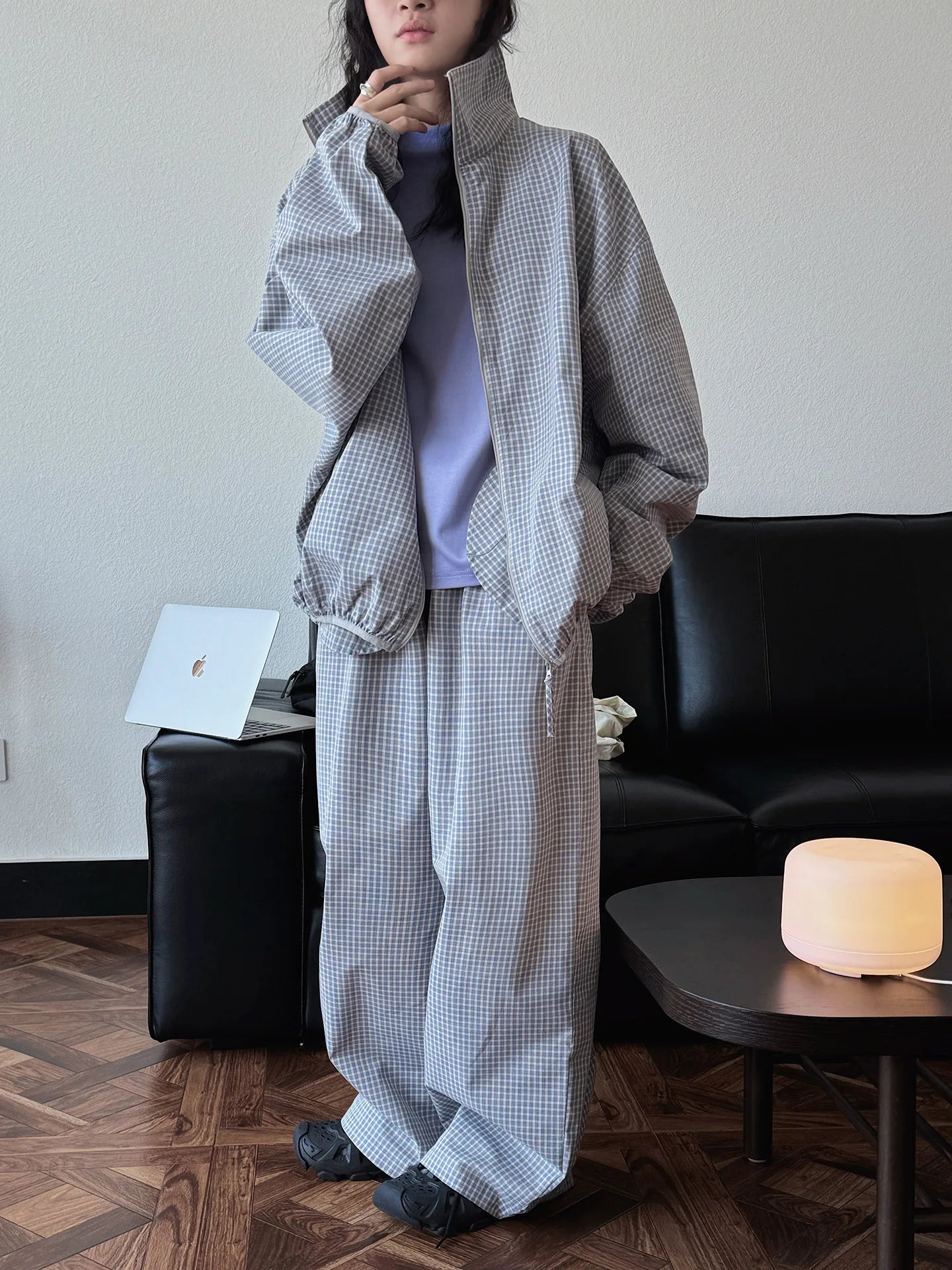 2026 Women Summer Long Pants High Waist Wide Leg 80% Cotton Plaid Pants Fashion Clothes Vintage Pants Female Trousers