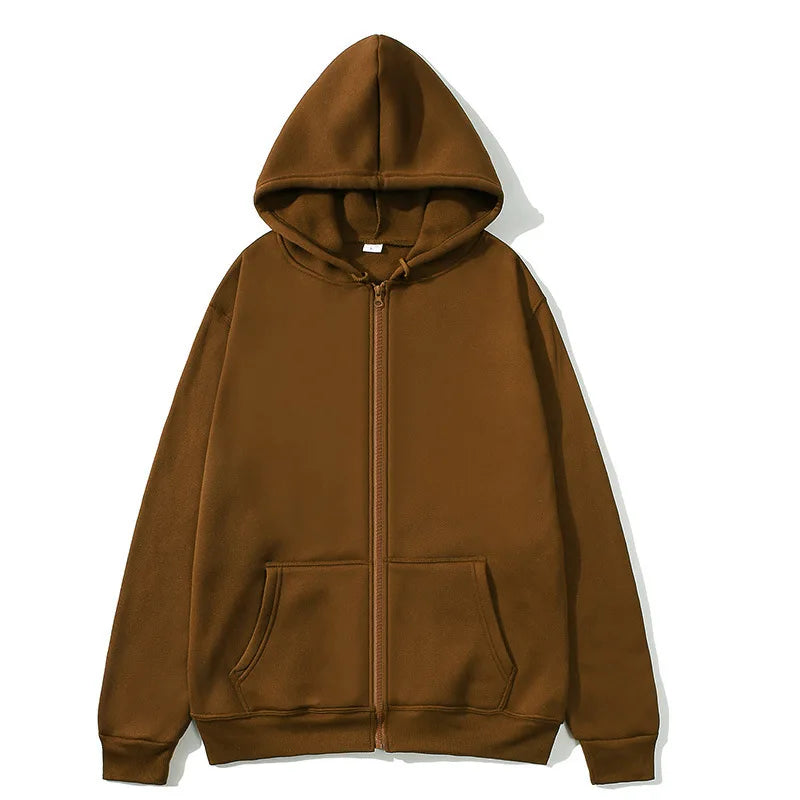 Men’s High Street Solid Zip-Up Hoodie