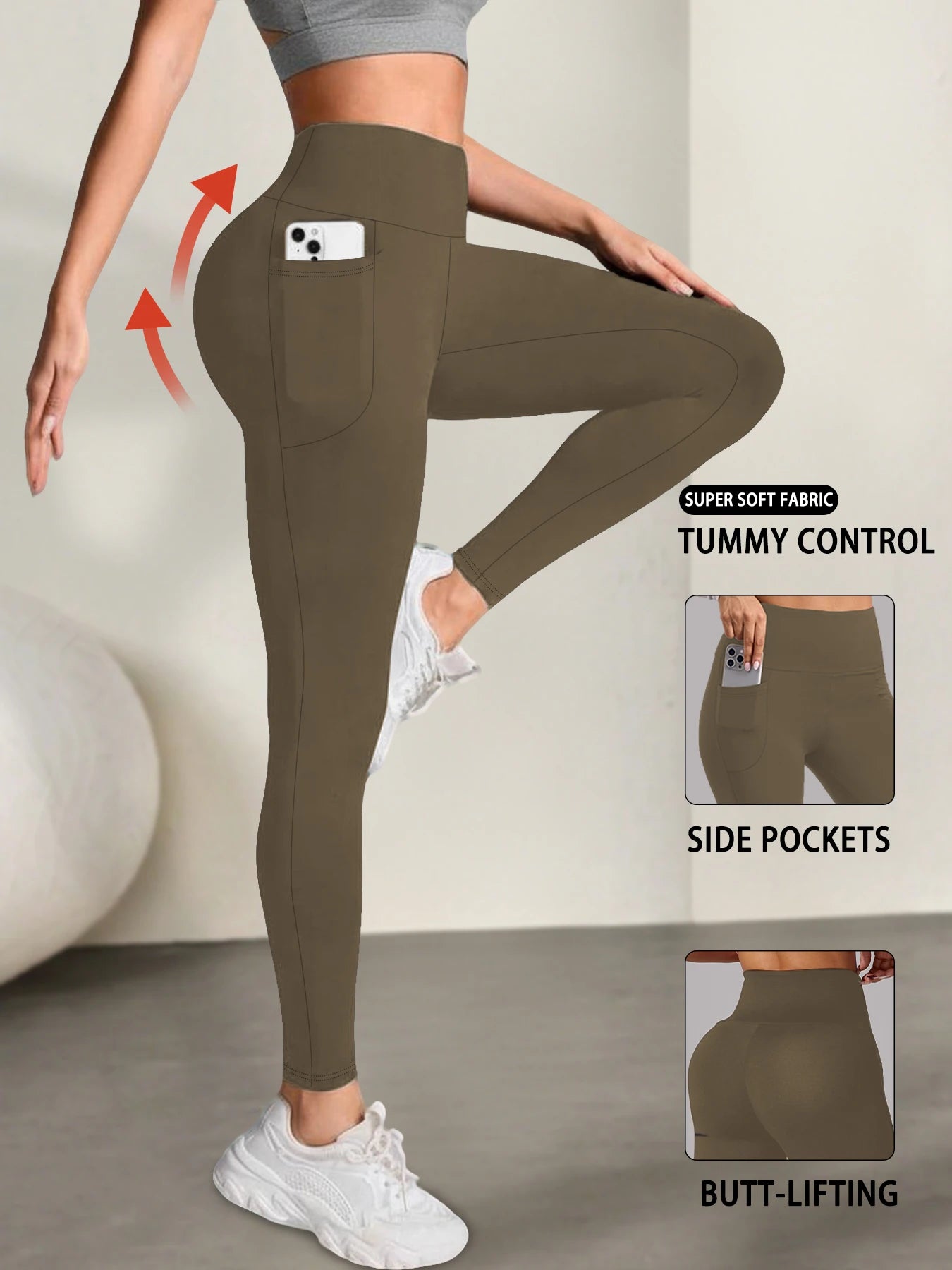 Women's Super Soft Leggings with Pockets, High Waisted Tummy Control for Yoga Workout and Casual Lounge Wear Comfort