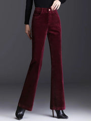 High Waist Corduroy Women's Pants Spring Autumn Winter Fashion Micro Flared Casual Trousers Slimming Warm Long Pants