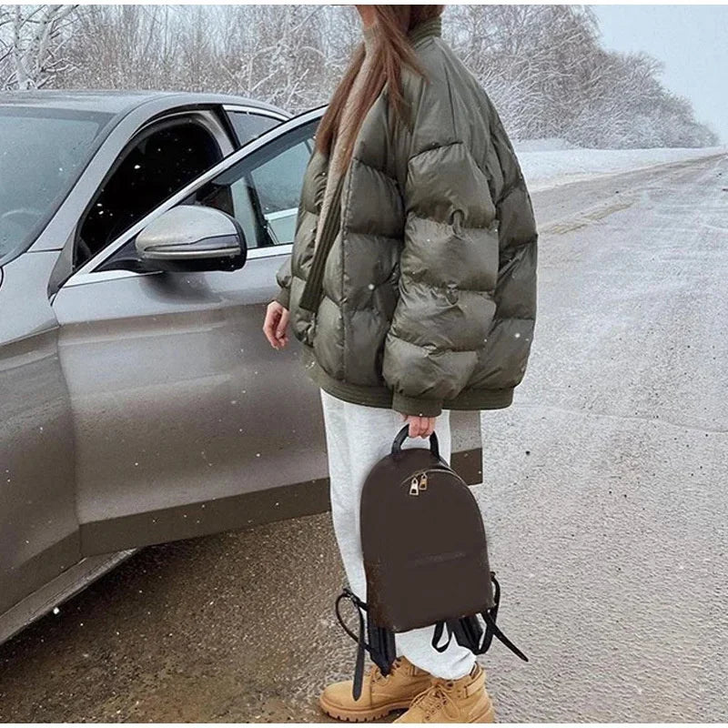 Women winter coats 2024 New in coats Couple style loose V-neck long sleeved top Thick and warm women's coat cotton-padded jacket