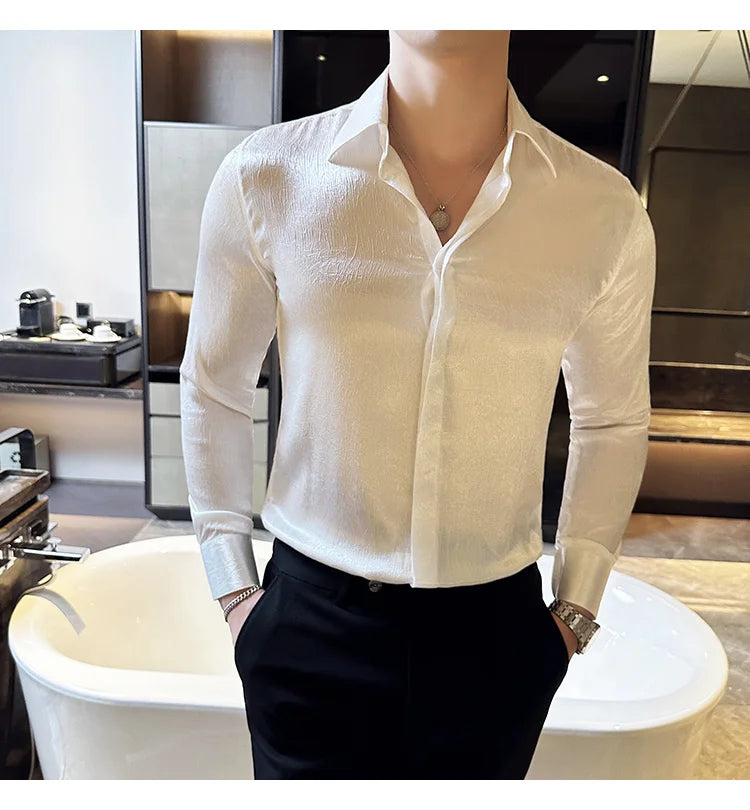 Glossy Slim Fit Men’s Dress Shirt