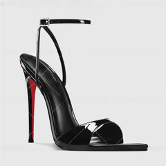 Fashionable and Sexy High Heels 2025 New Pointed Toe Open Toe Straight Buckle Sandals for Women's Fashion Plus Size Shoes