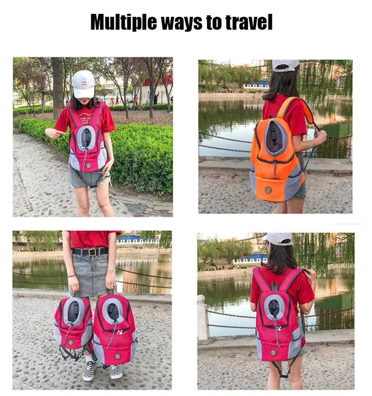 New Dog Pet Backpack Carrier Travel Bag Front Pack Breathable Adjustable with Safety Reflective Strips for Hiking Outdoor Cats