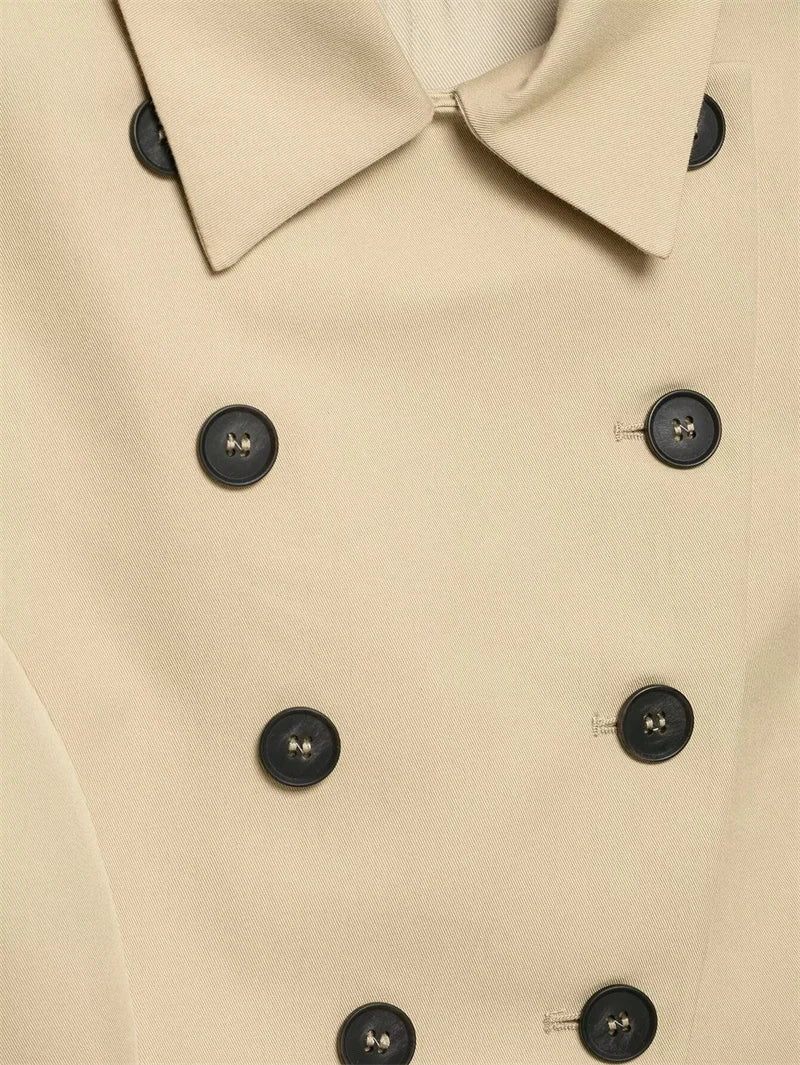 Women's Jacket 2026 New Fashion Double-Breasted Short-Sleeve Slim Jacket for Women Summer Ladies Outerwear Casaul Chic Women Top