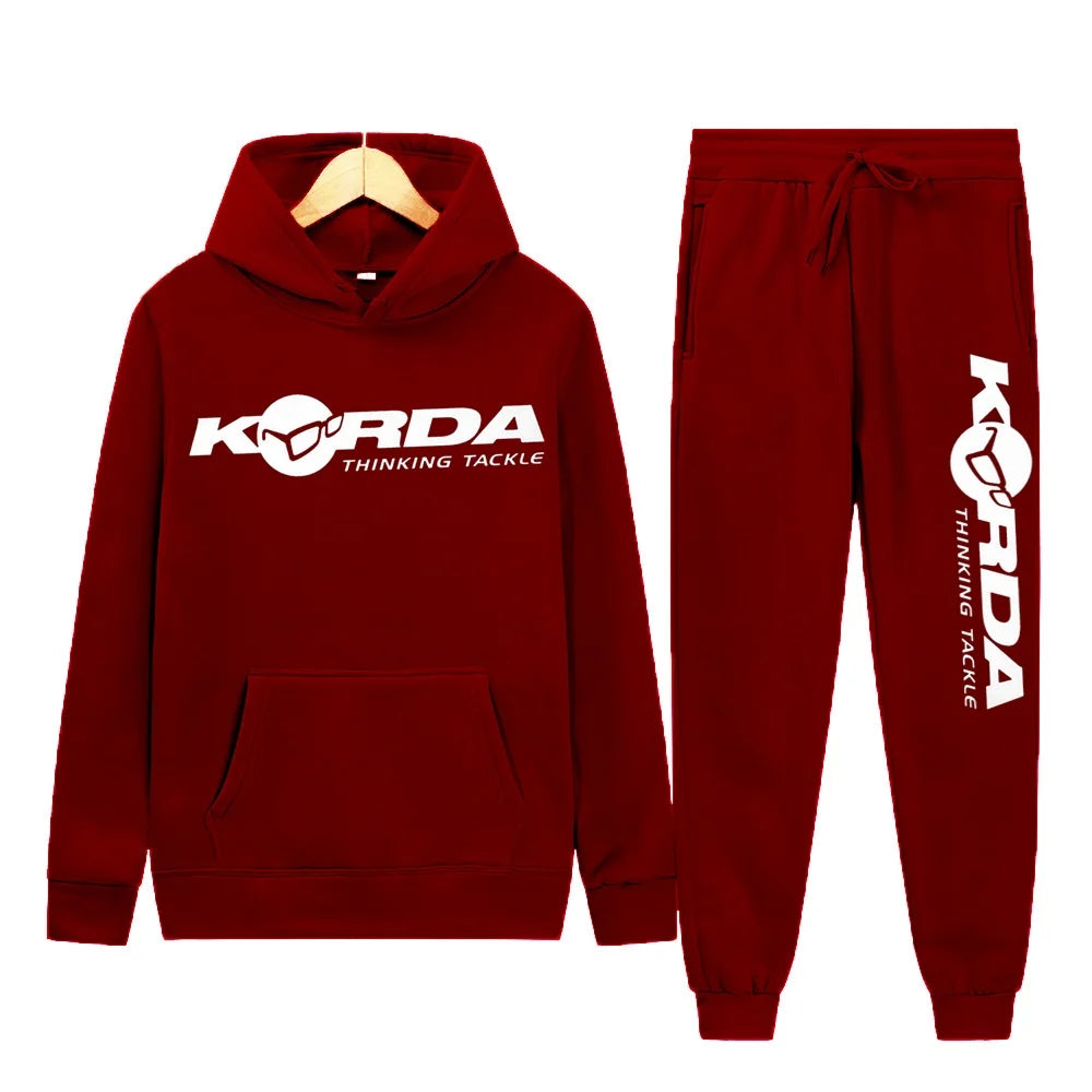 Men's Women 2Pcs Sets Fleece Sweatshirt Hoodies Pants Korda Inspired Tribute Male Sportswear Tracksuits Unisex Ensemble Homme