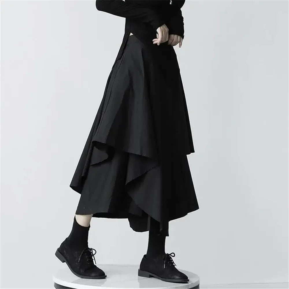 Skirts Pants Women Autumn Solid Asymmetric Trendy Design Simple High Waist Korean Elegant Leisure All-Match Streetwear Chic Ins