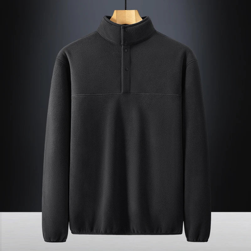 2025 Men Sweatshirt Turtleneck Half Button Pullover Male Polar Fleece Casual Basic Elegant Work Wear Winter Autumn Warm Jacket