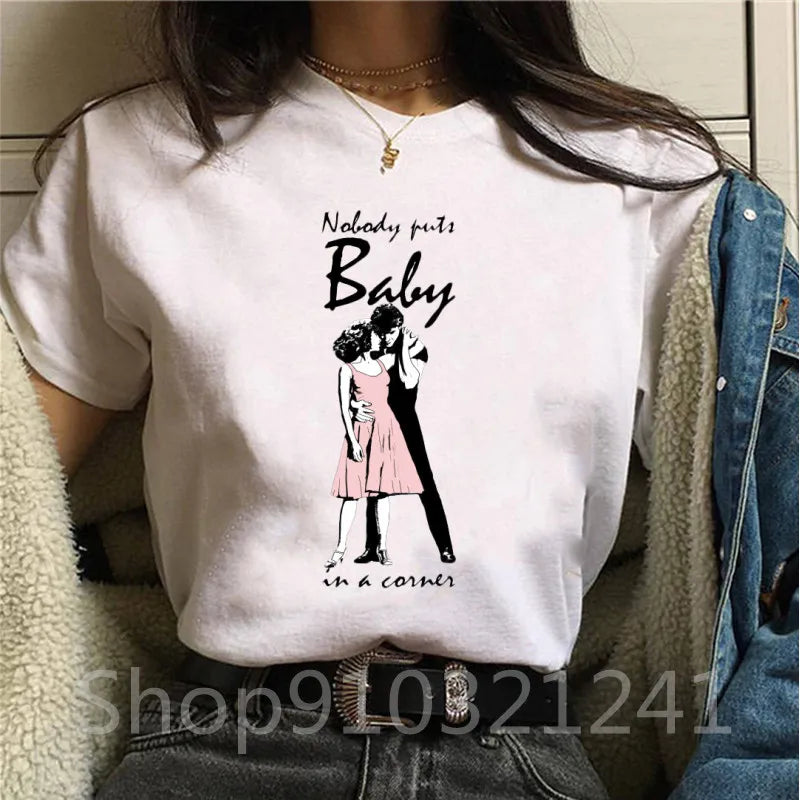 Women's Tshirt Dirty dancing Printing Graphic Aesthetic O Neck Girls Short Sleeve Print Vintage Y2k T Shirt Female Funny Tops