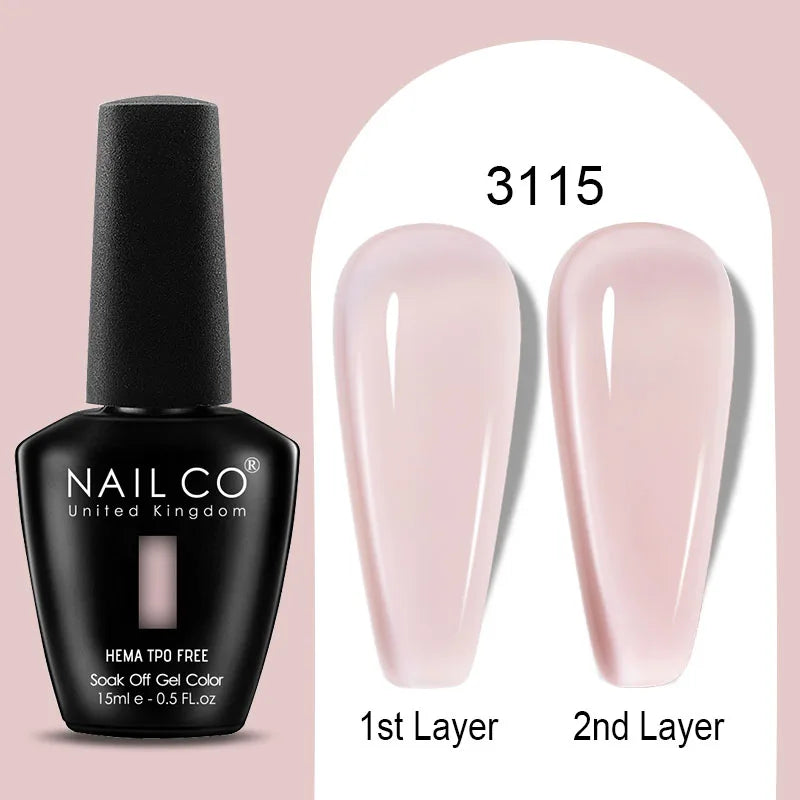 NAILCO 15ml Colorful Jelly Gel Nail Polish Gorgeous Color HEMA TPO FREE Soak Off UV LED Semi Permanent Long Wear Gel Varnish
